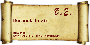 Beranek Ervin névjegykártya